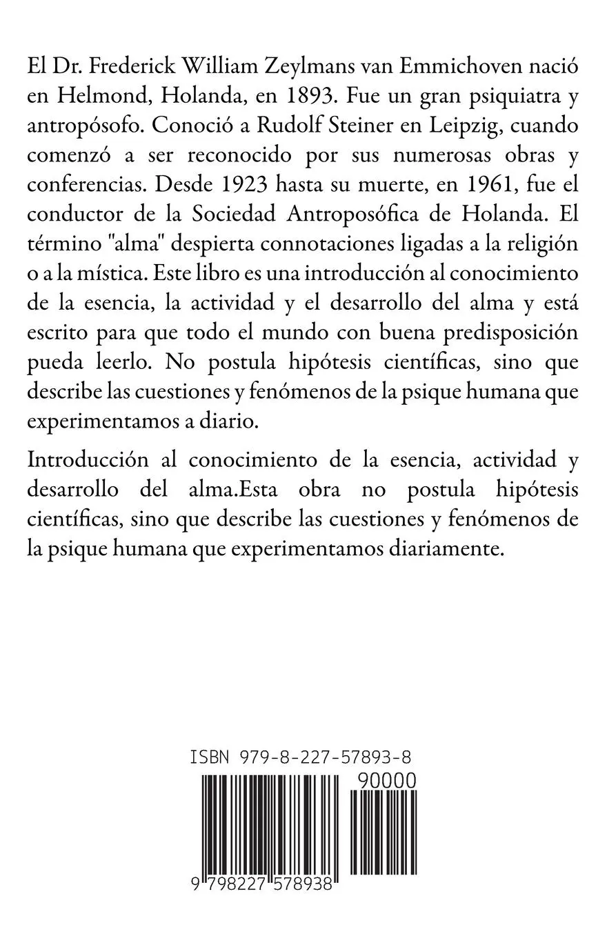 Rückseite: 9798227578938 | El Alma Humana | F. W. Zeylmans van Ammichoven | Taschenbuch | 2024