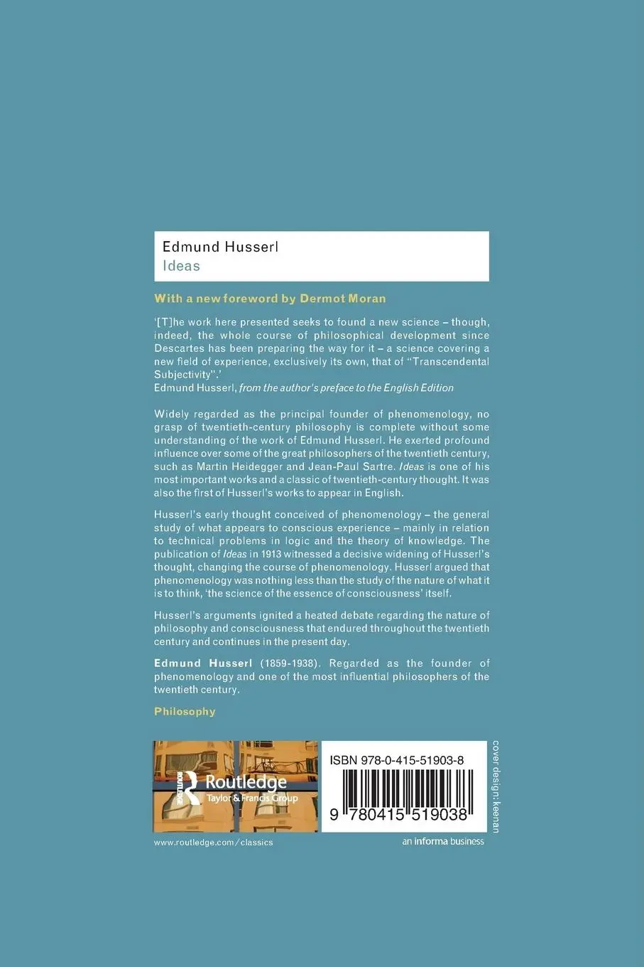 Rückseite: 9780415519038 | Ideas | General Introduction to Pure Phenomenology | Edmund Husserl