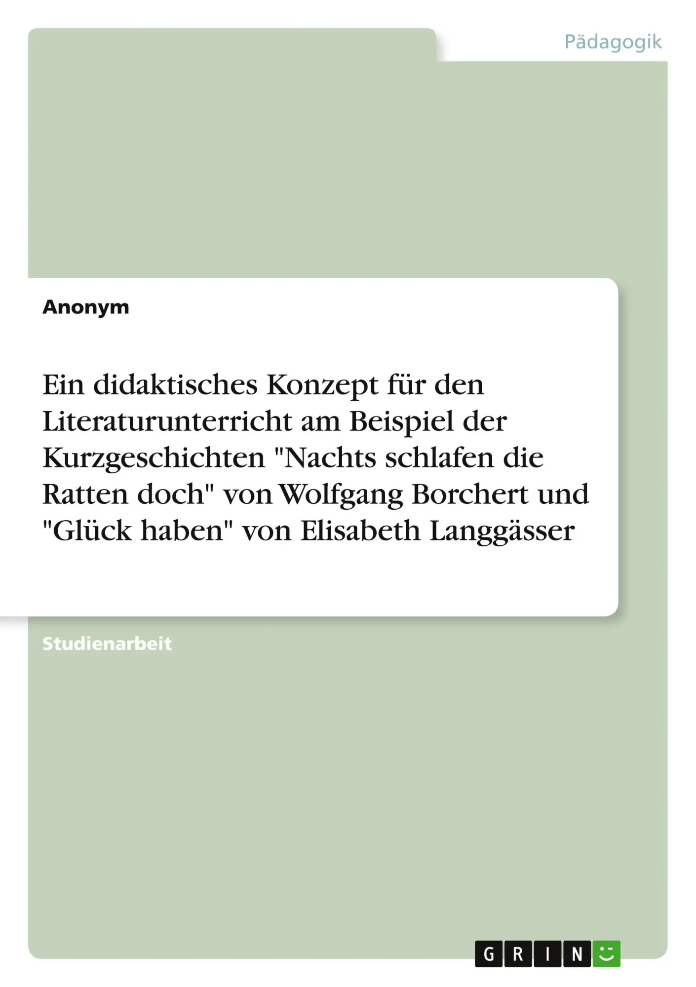 Cover: 9783346159038 | Ein didaktisches Konzept für den Literaturunterricht am Beispiel...