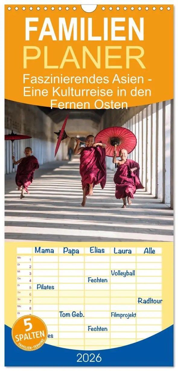 Cover: 9783516509038 | Familienplaner 2026 - Faszinierendes Asien - Eine Kulturreise in...