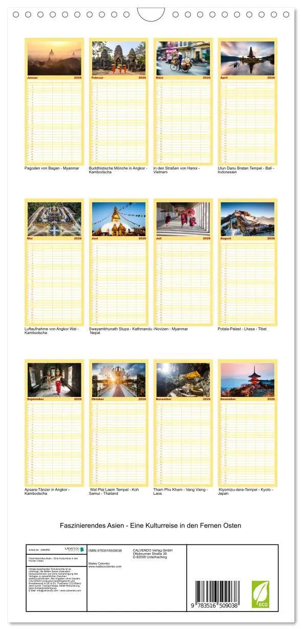 Bild: 9783516509038 | Familienplaner 2026 - Faszinierendes Asien - Eine Kulturreise in...
