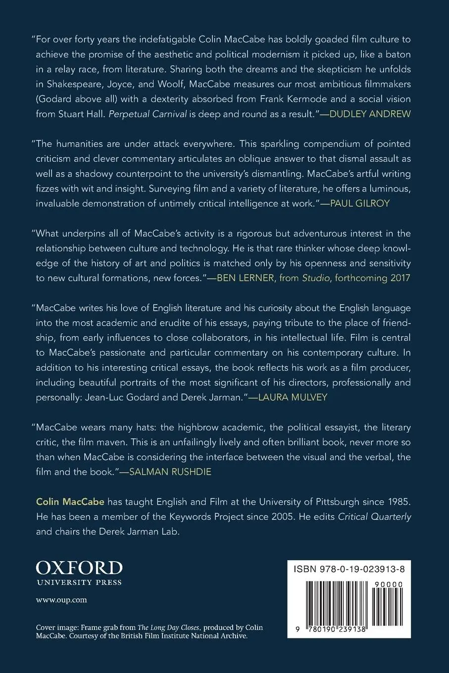 Rückseite: 9780190239138 | Perpetual Carnival | Essays on Film and Literature | Colin Maccabe