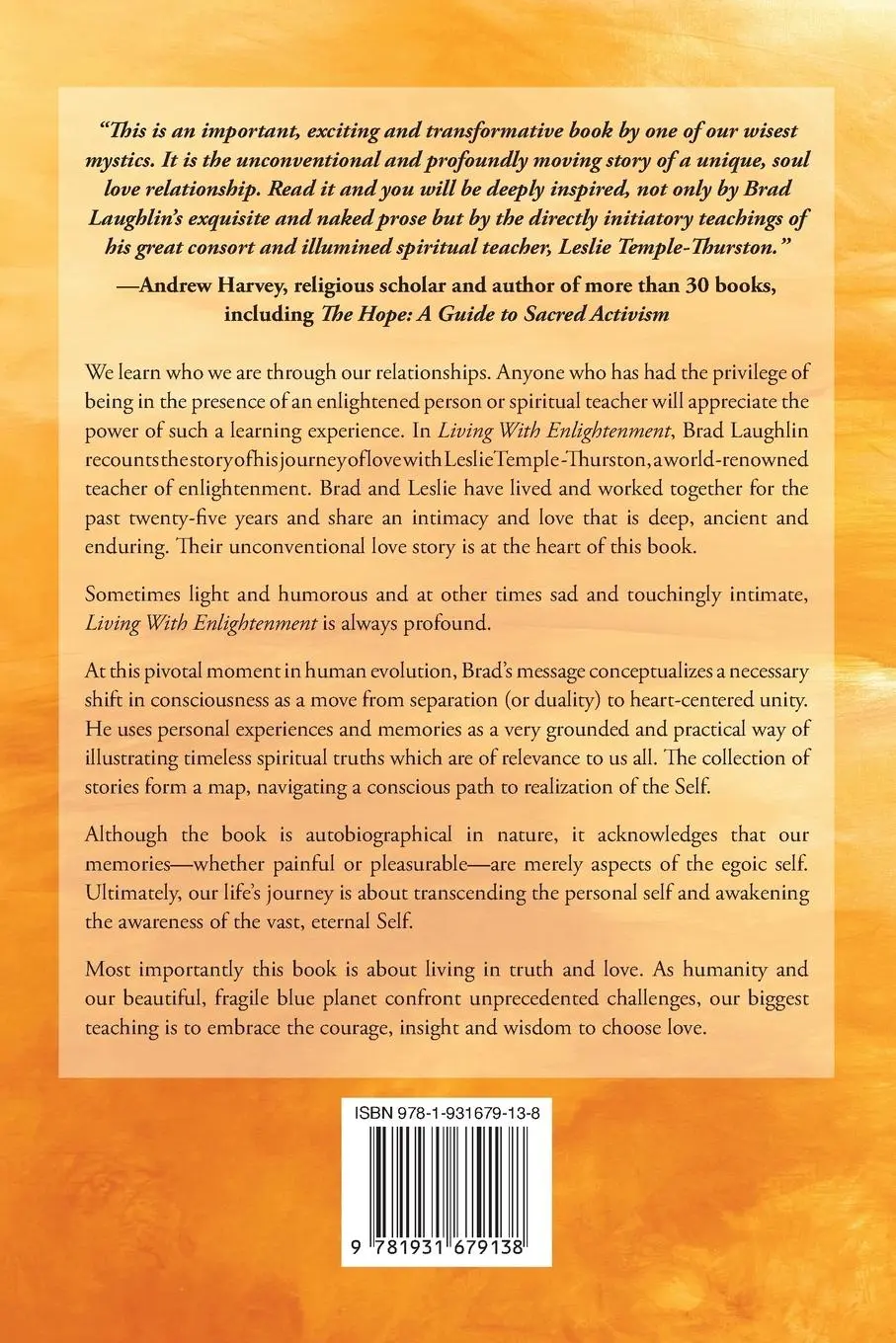 Rückseite: 9781931679138 | Living With Enlightenment | A Journey of Love | Brad Laughlin | Buch