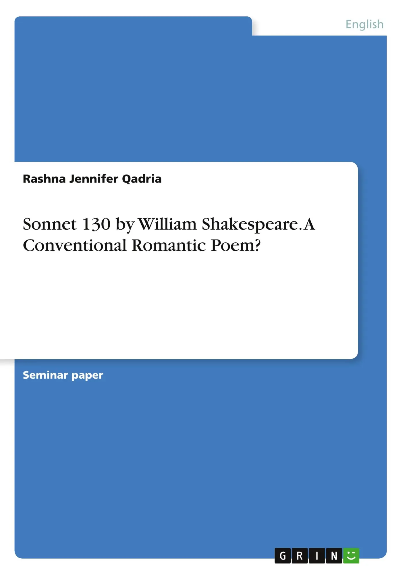 Cover: 9783346219138 | Sonnet 130 by William Shakespeare. A Conventional Romantic Poem?