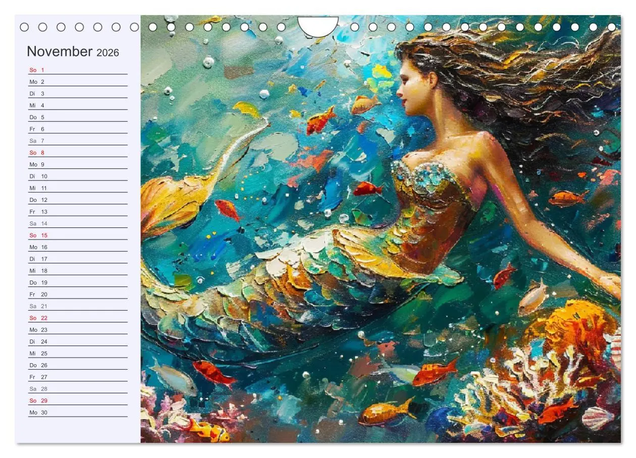 Bild: 9783457339138 | Meerjungfrauen. Zauberhafte Nixen-Paintings (Wandkalender 2026 DIN...