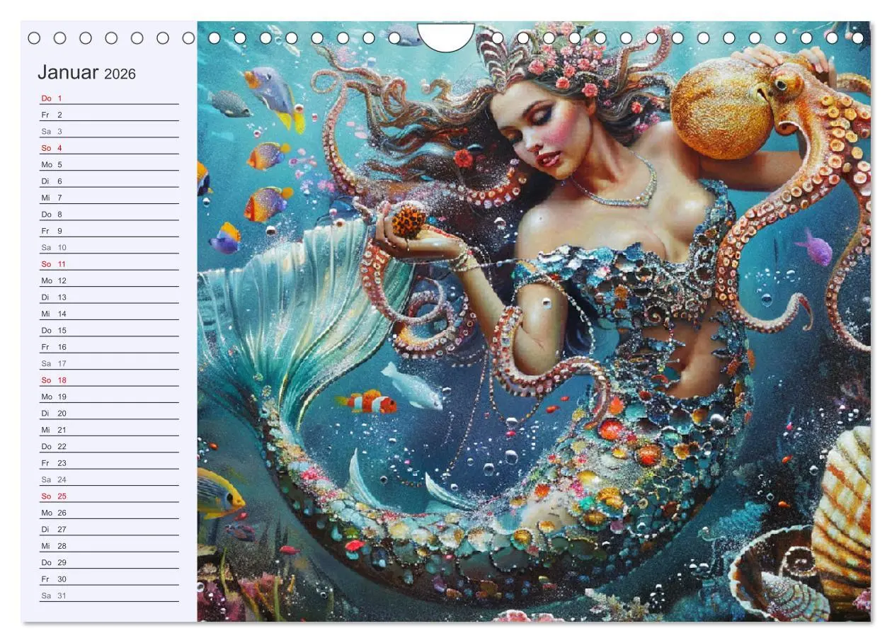 Bild: 9783457339138 | Meerjungfrauen. Zauberhafte Nixen-Paintings (Wandkalender 2026 DIN...