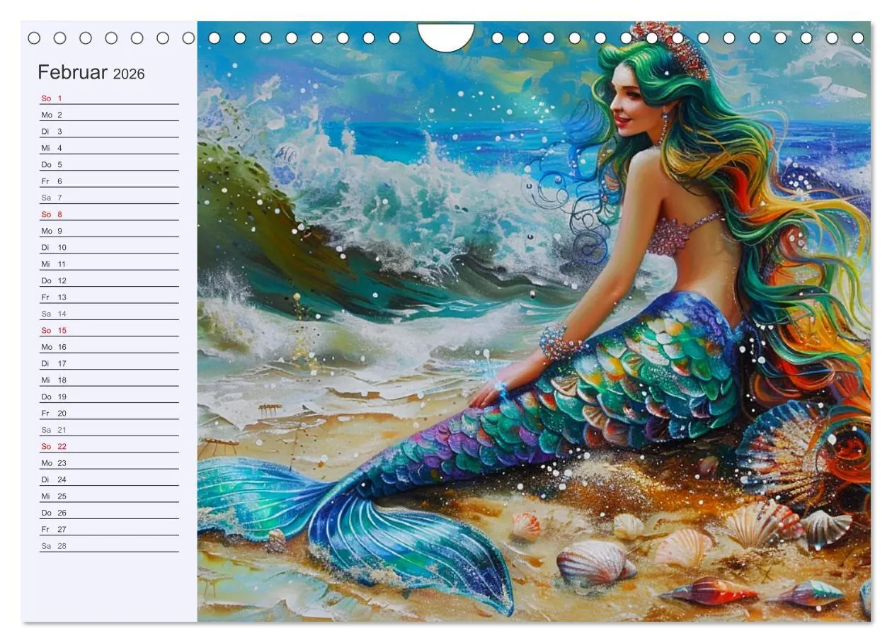 Bild: 9783457339138 | Meerjungfrauen. Zauberhafte Nixen-Paintings (Wandkalender 2026 DIN...