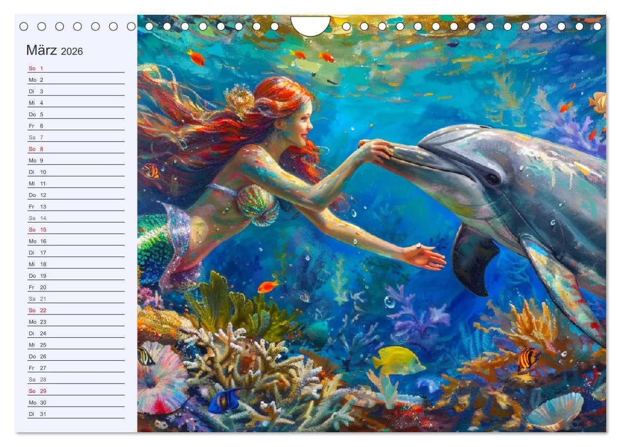 Bild: 9783457339138 | Meerjungfrauen. Zauberhafte Nixen-Paintings (Wandkalender 2026 DIN...