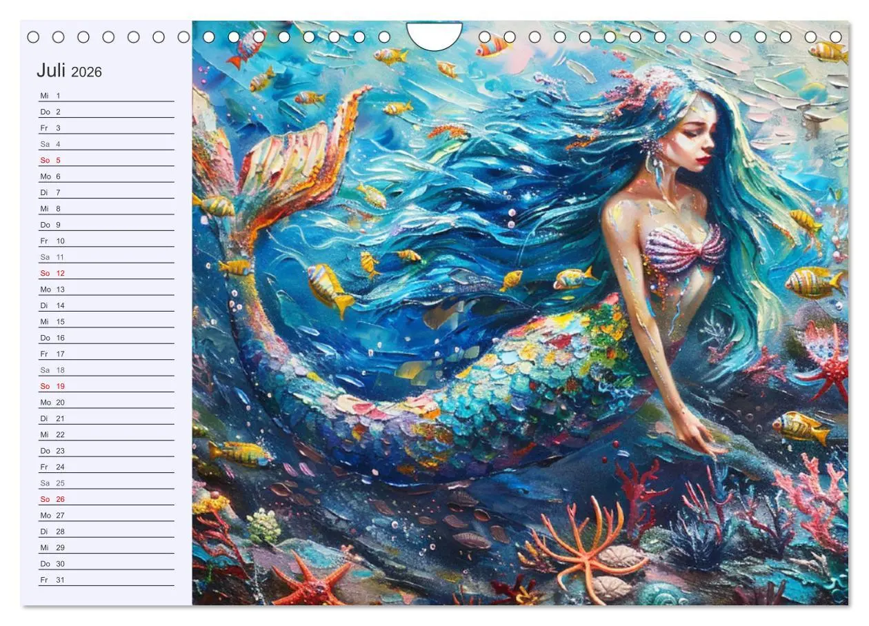 Bild: 9783457339138 | Meerjungfrauen. Zauberhafte Nixen-Paintings (Wandkalender 2026 DIN...