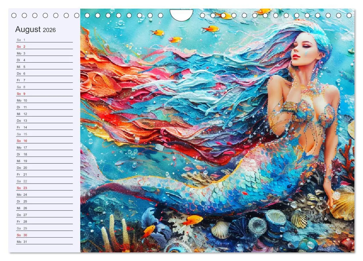 Bild: 9783457339138 | Meerjungfrauen. Zauberhafte Nixen-Paintings (Wandkalender 2026 DIN...