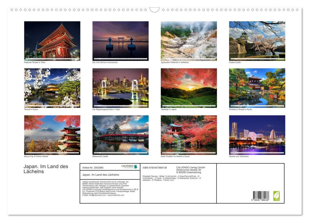 Bild: 9783457889138 | Japan. Im Land des Lächelns (Wandkalender 2026 DIN A2 quer),...