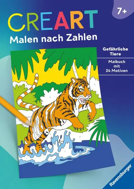 Cover: 9783473489138 | CreArt Malen nach Zahlen ab 7: Gefährliche Tiere | Rolf Bunse | Buch
