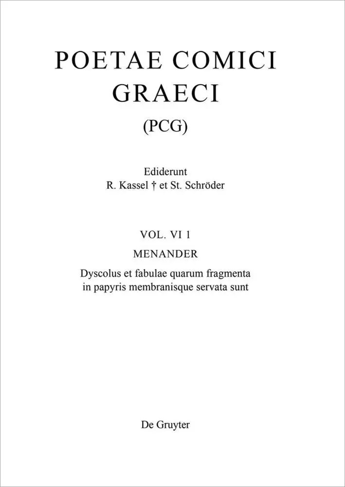Cover: 9783110109238 | Menander | Rudolf Kassel (u. a.) | Buch | LXXI | Griechisch (bis 1453)