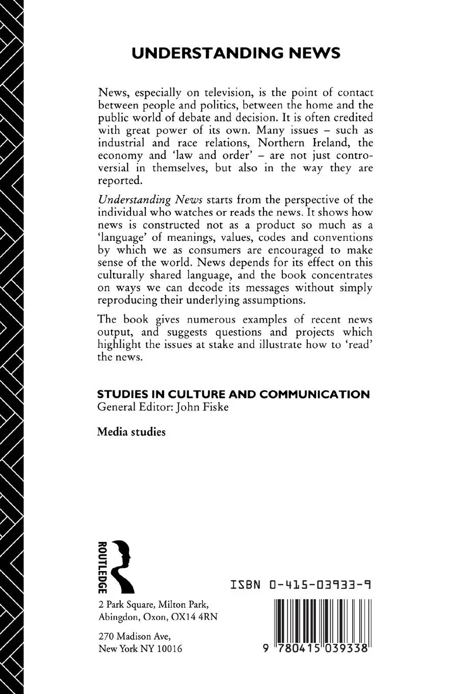 Rückseite: 9780415039338 | Understanding News | John Hartley | Taschenbuch | Englisch | 1982