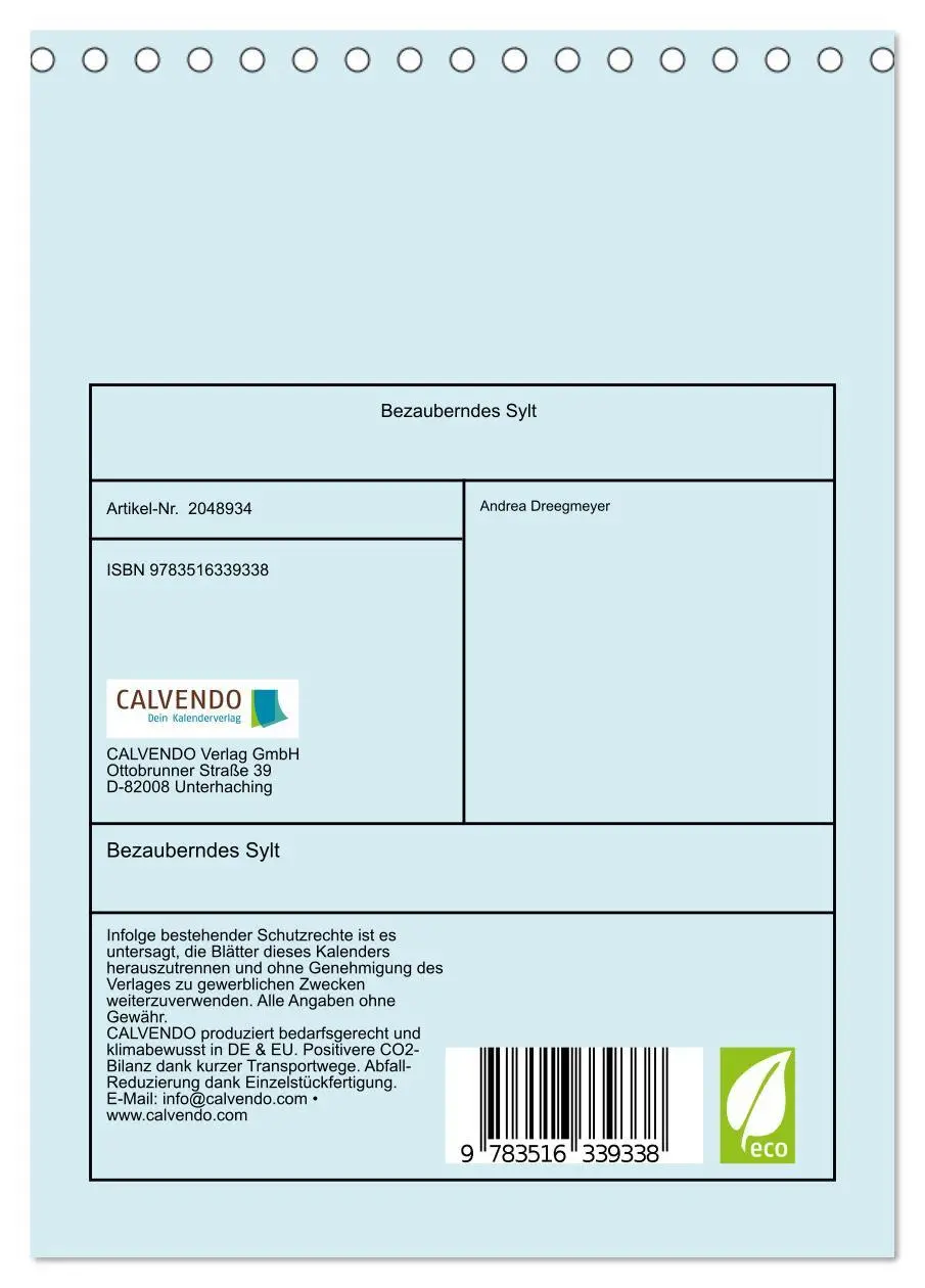 Bild: 9783516339338 | Bezauberndes Sylt (Tischkalender 2026 DIN A5 hoch), CALVENDO...