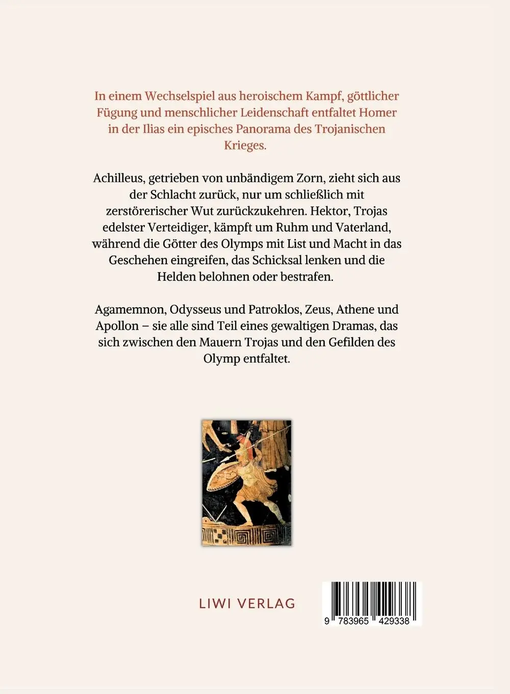 Rückseite: 9783965429338 | Homer: Ilias. Deutsche Übersetzung von Johann Heinrich Voß | Homer