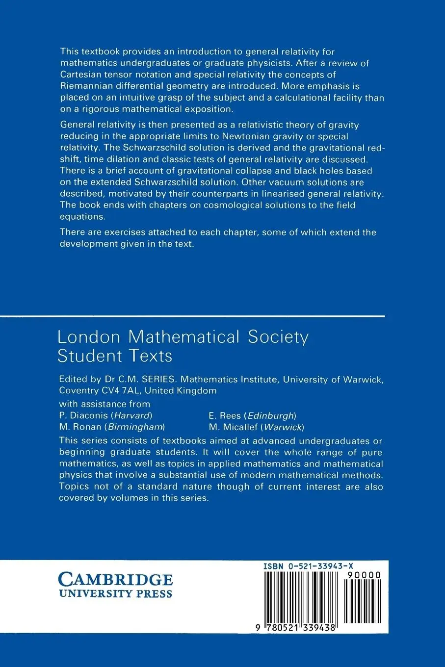 Rückseite: 9780521339438 | An Introduction to General Relativity | L. P. Hughston (u. a.) | Buch