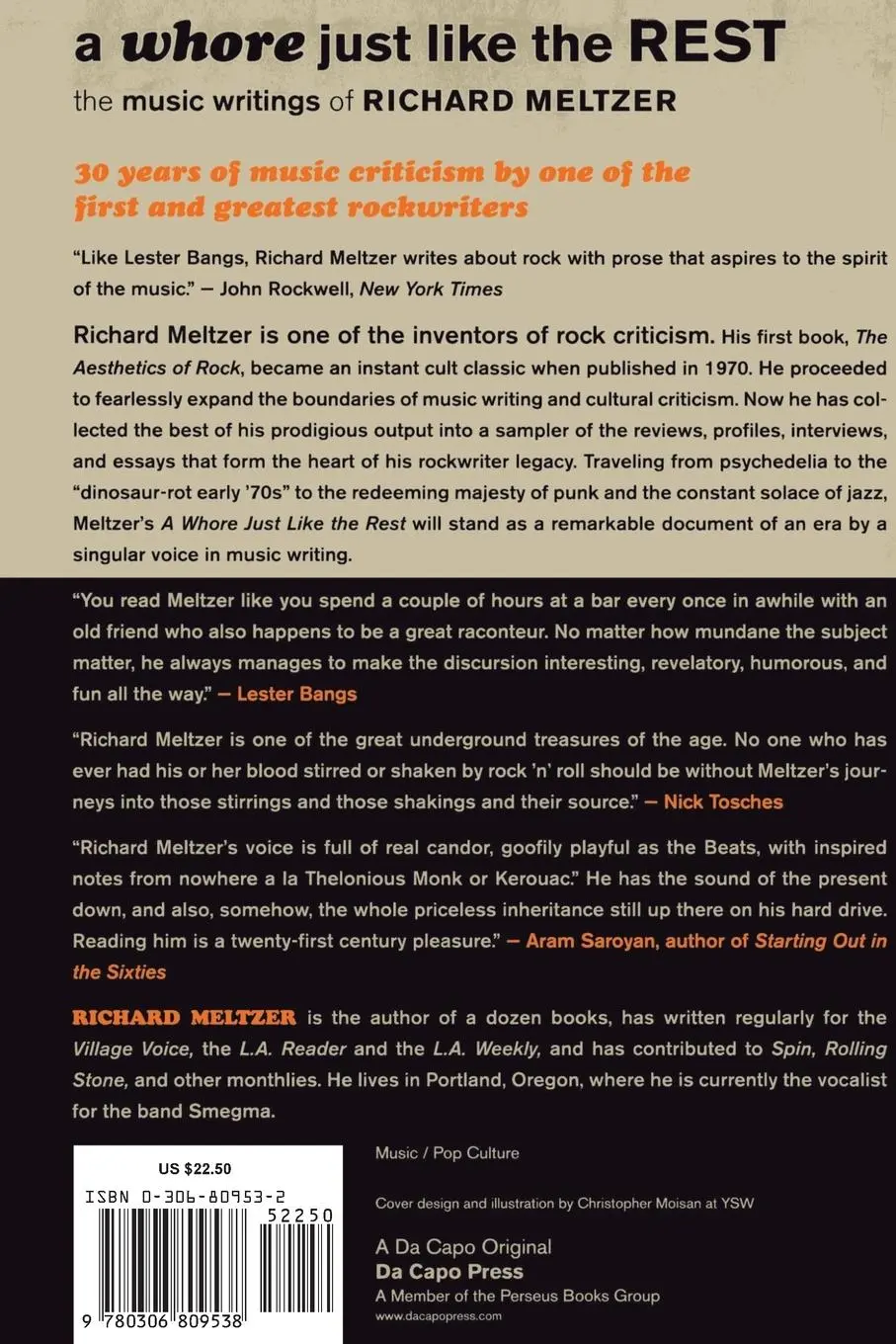 Rückseite: 9780306809538 | A Whore Just Like the Rest | The Musical Writings of Richard Meltzer