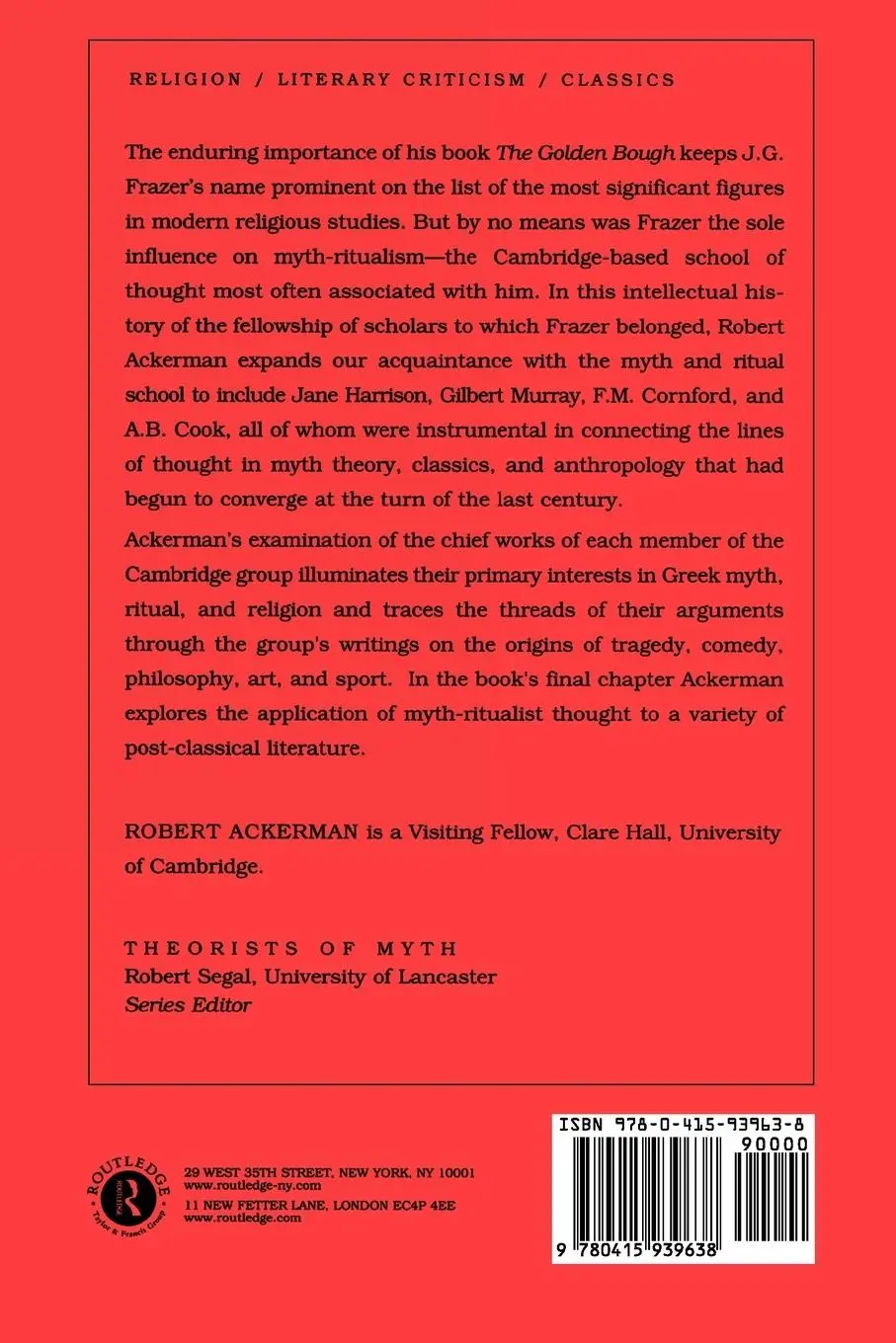 Rückseite: 9780415939638 | The Myth and Ritual School | J.G. Frazer and the Cambridge Ritualists
