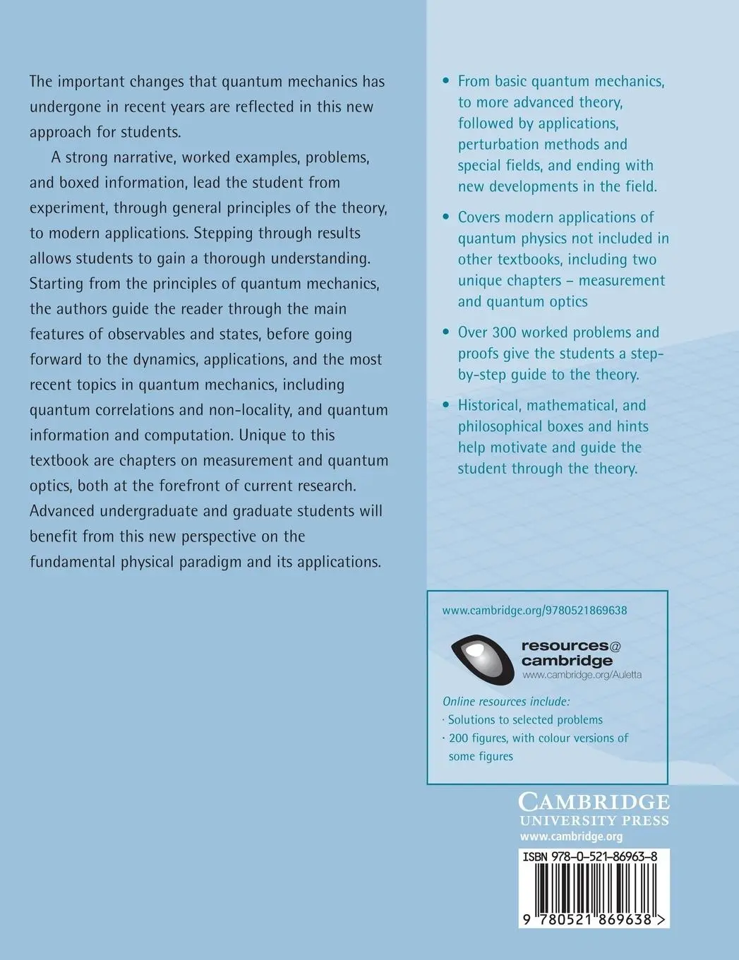 Rückseite: 9780521869638 | Quantum Mechanics | Gennaro Auletta (u. a.) | Buch | Englisch | 2014