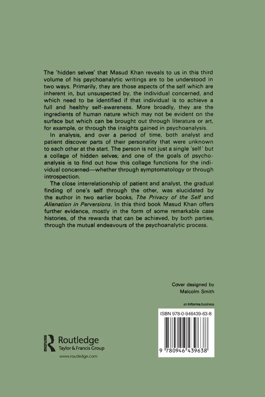 Rückseite: 9780946439638 | Hidden Selves | Between Theory and Practice in Psychoanalysis | Khan