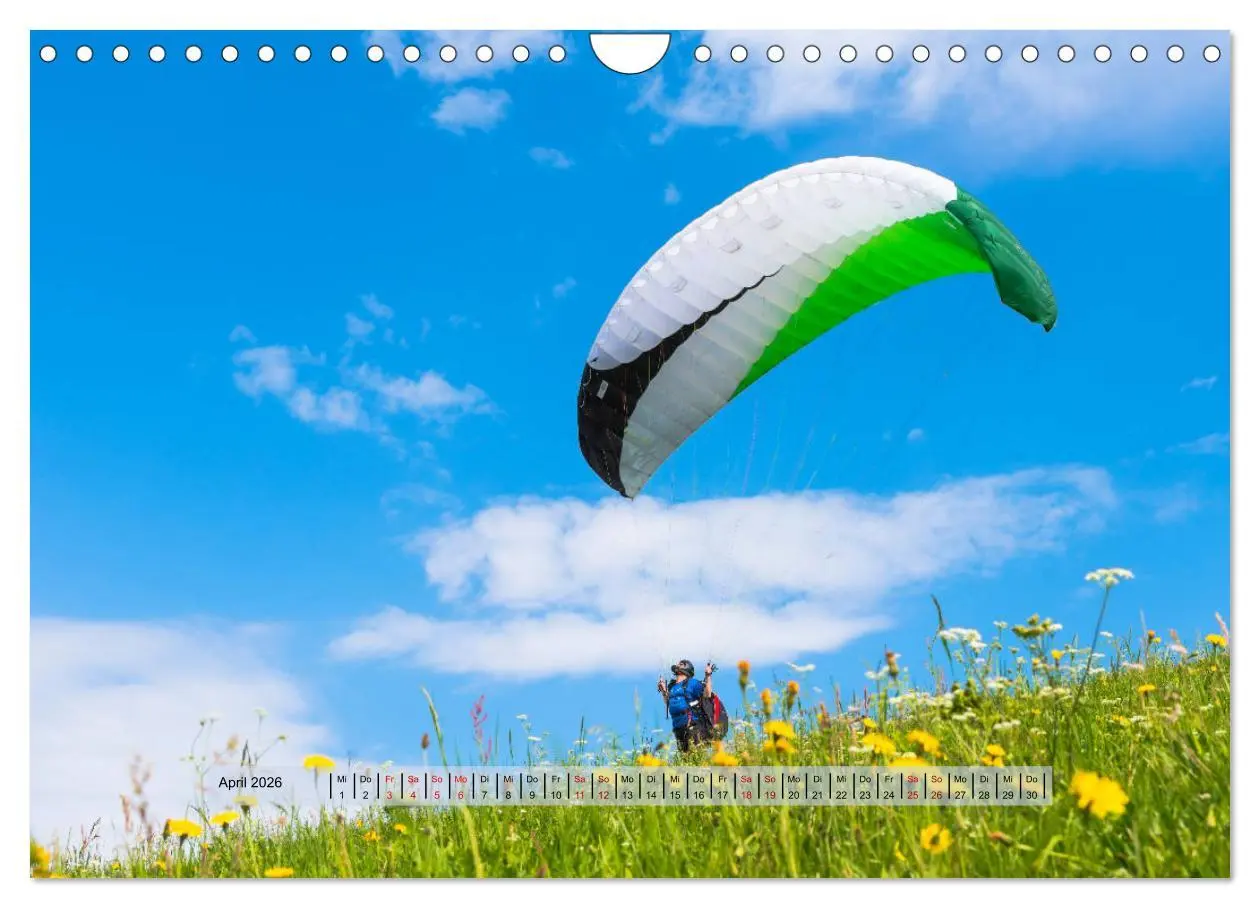 Bild: 9783457839638 | Paragliding - lautloses Schweben (Wandkalender 2026 DIN A4 quer),...