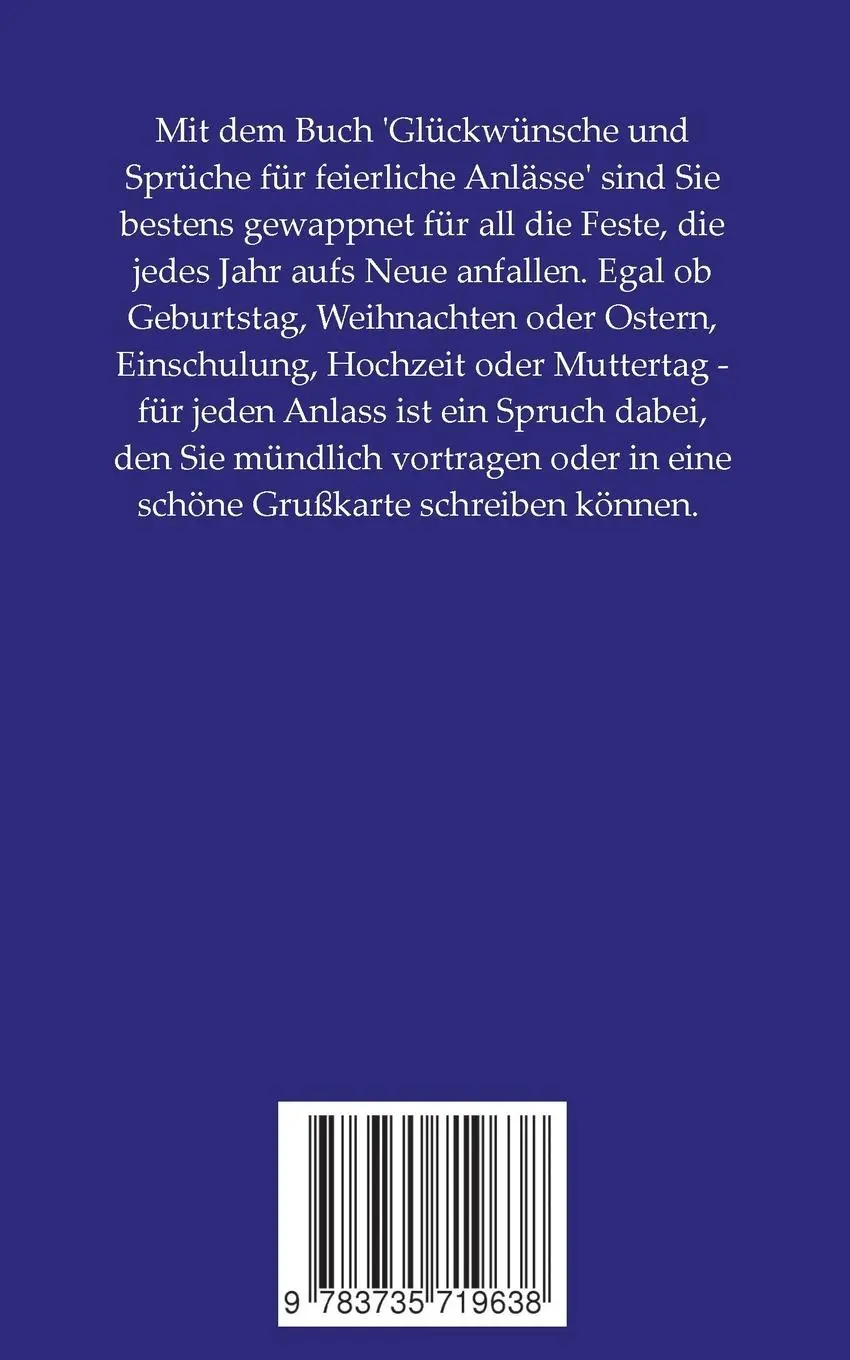 Rückseite: 9783735719638 | Glückwünsche und Sprüche für feierliche Anlässe | Liane Spindler