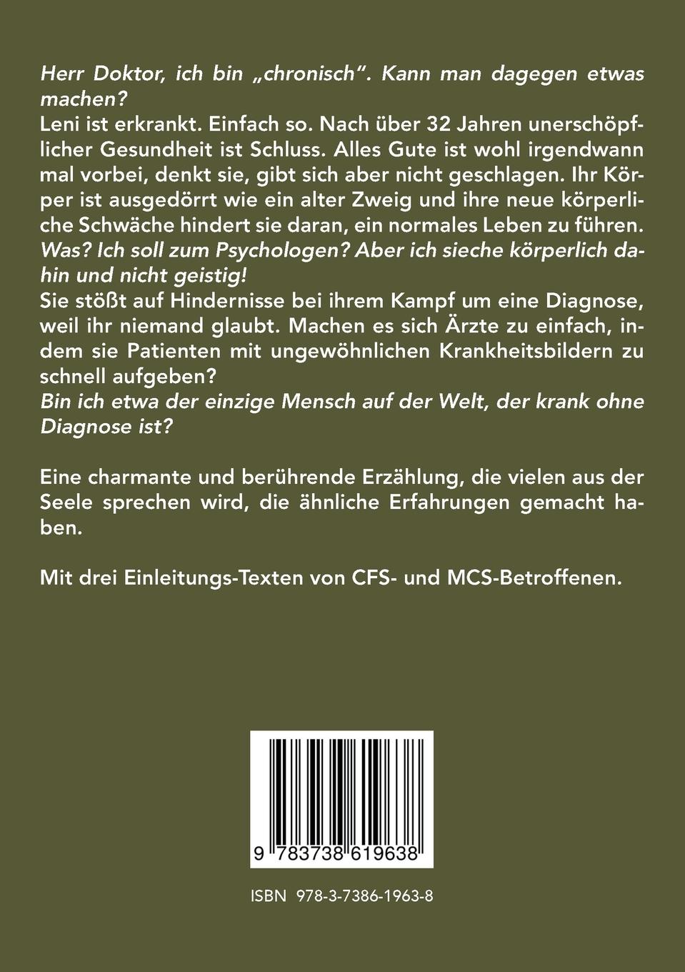 Rückseite: 9783738619638 | Krank ohne Diagnose | Leni Weber | Taschenbuch | 252 S. | Deutsch