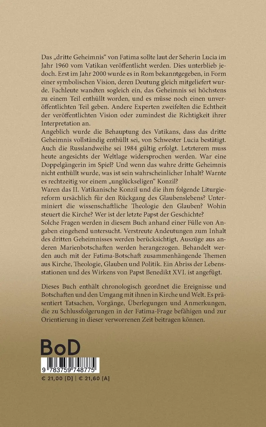 Rückseite: 9783758329838 | Verwirrspiel um das Geheimnis von Fatima | Manfred Kolb | Taschenbuch