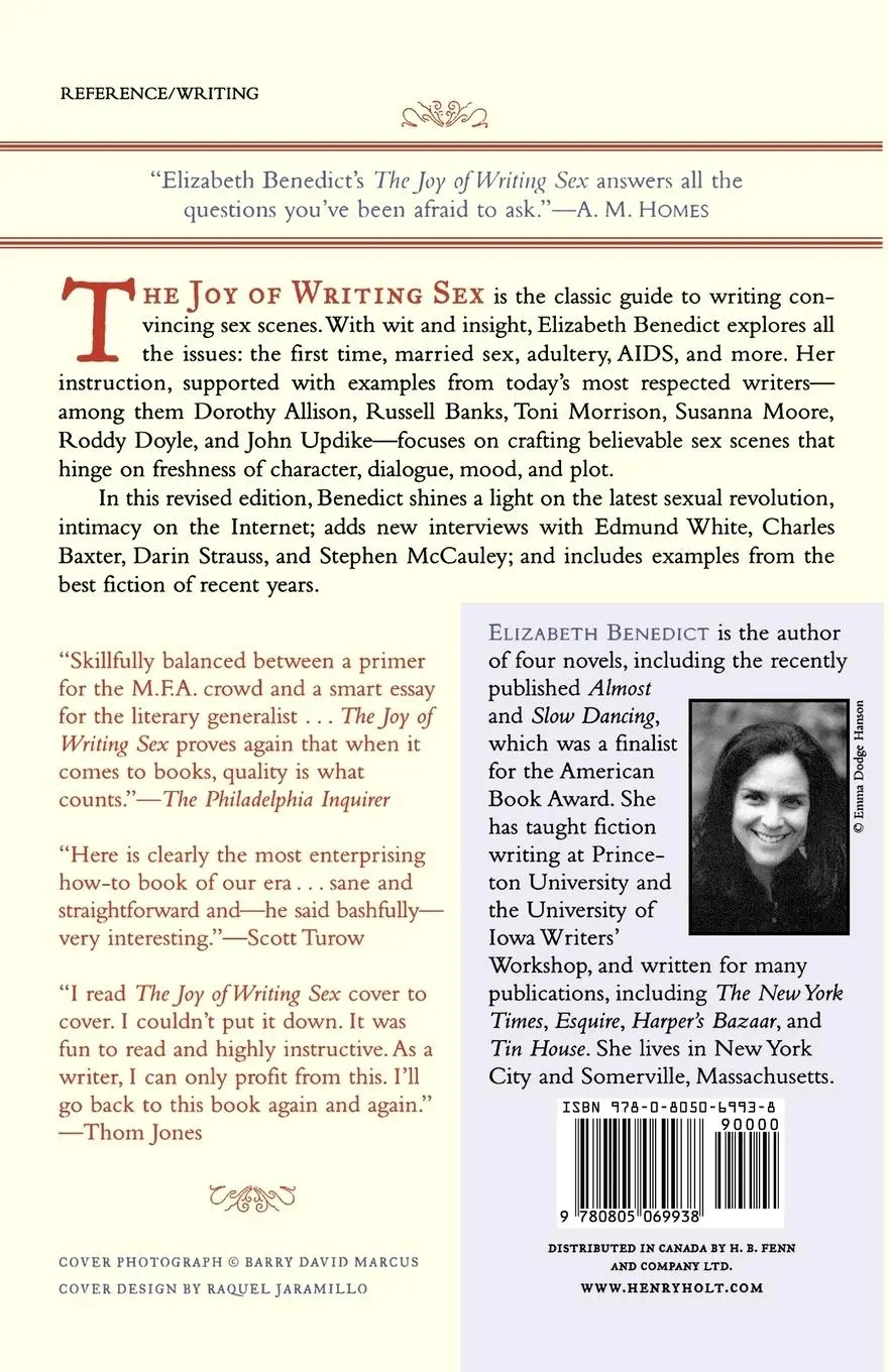 Rückseite: 9780805069938 | The Joy of Writing Sex | A Guide for Fiction Writers | Benedict | Buch