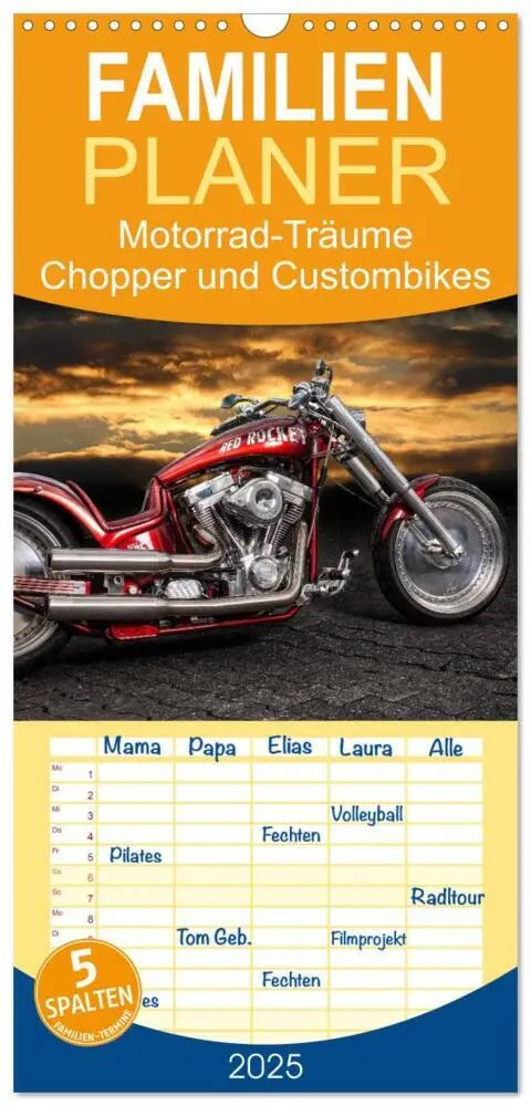 Cover: 9783457119938 | Familienplaner 2025 - Motorrad-Träume - Chopper und Custombikes mit...