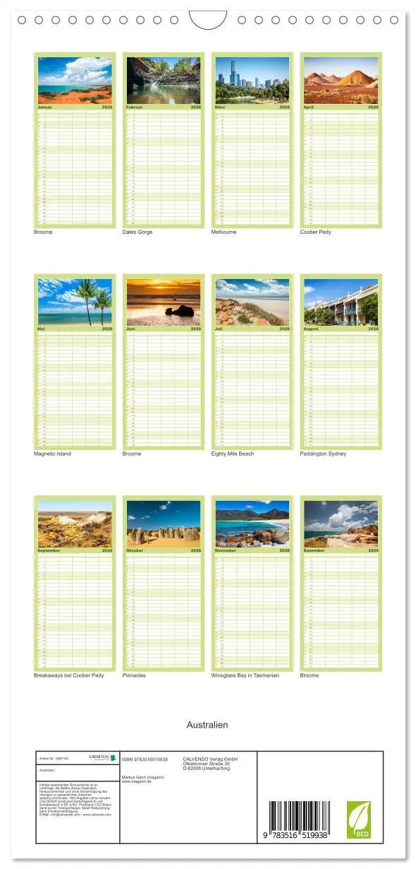 Bild: 9783516519938 | Familienplaner 2026 - Australien mit 5 Spalten (Wandkalender, 21 x...