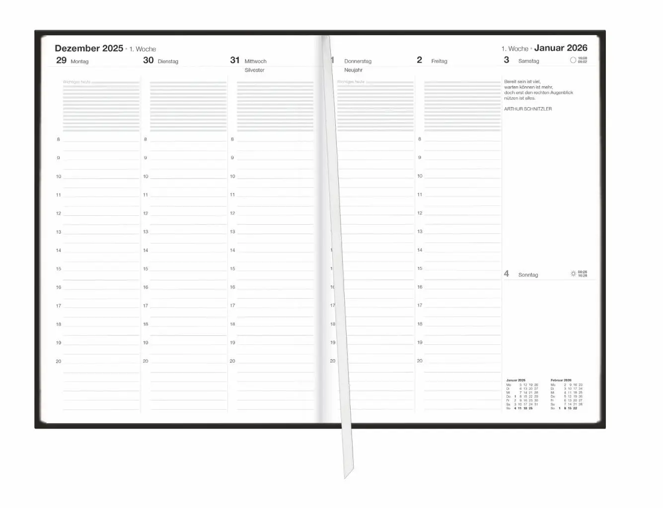 Bild: 9783756409938 | Terminer A6, Leder schwarz 2026 | Buch | Bürokalender Heye | 152 S.