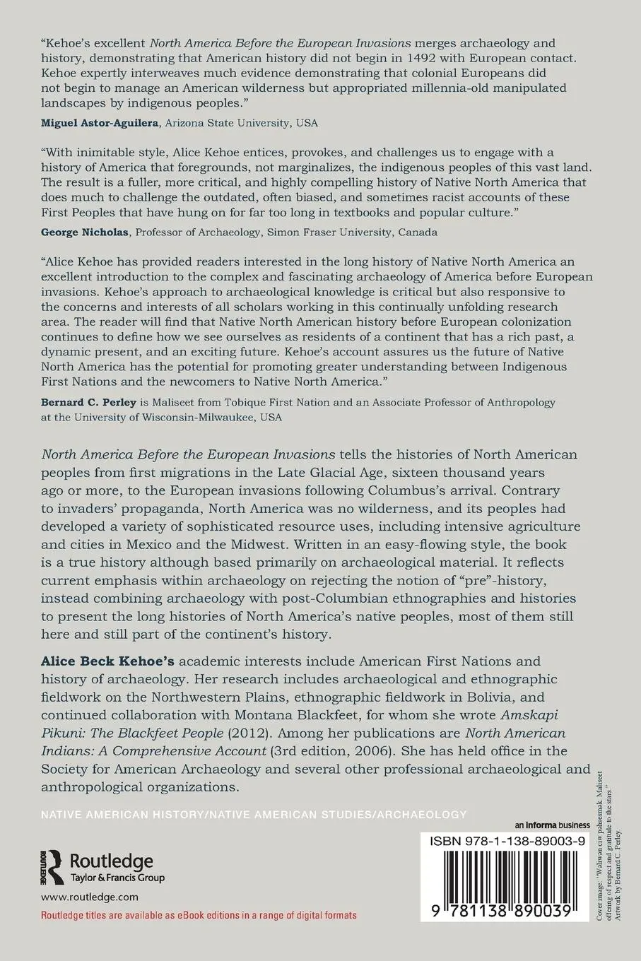 Rückseite: 9781138890039 | North America before the European Invasions | Alice Beck Kehoe | Buch