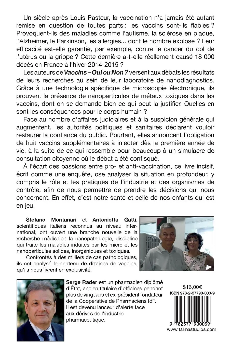 Rückseite: 9782377900039 | Vaccins - Oui ou Non ? | Serge Rader (u. a.) | Taschenbuch | 2017
