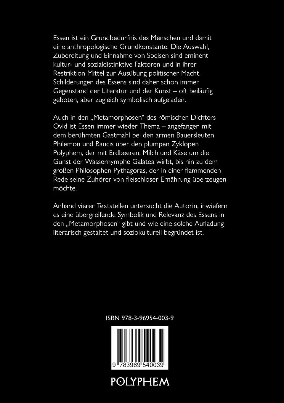 Rückseite: 9783969540039 | Essensdarstellungen in Ovids Metamorphosen | Peggy Leiverkus | Buch