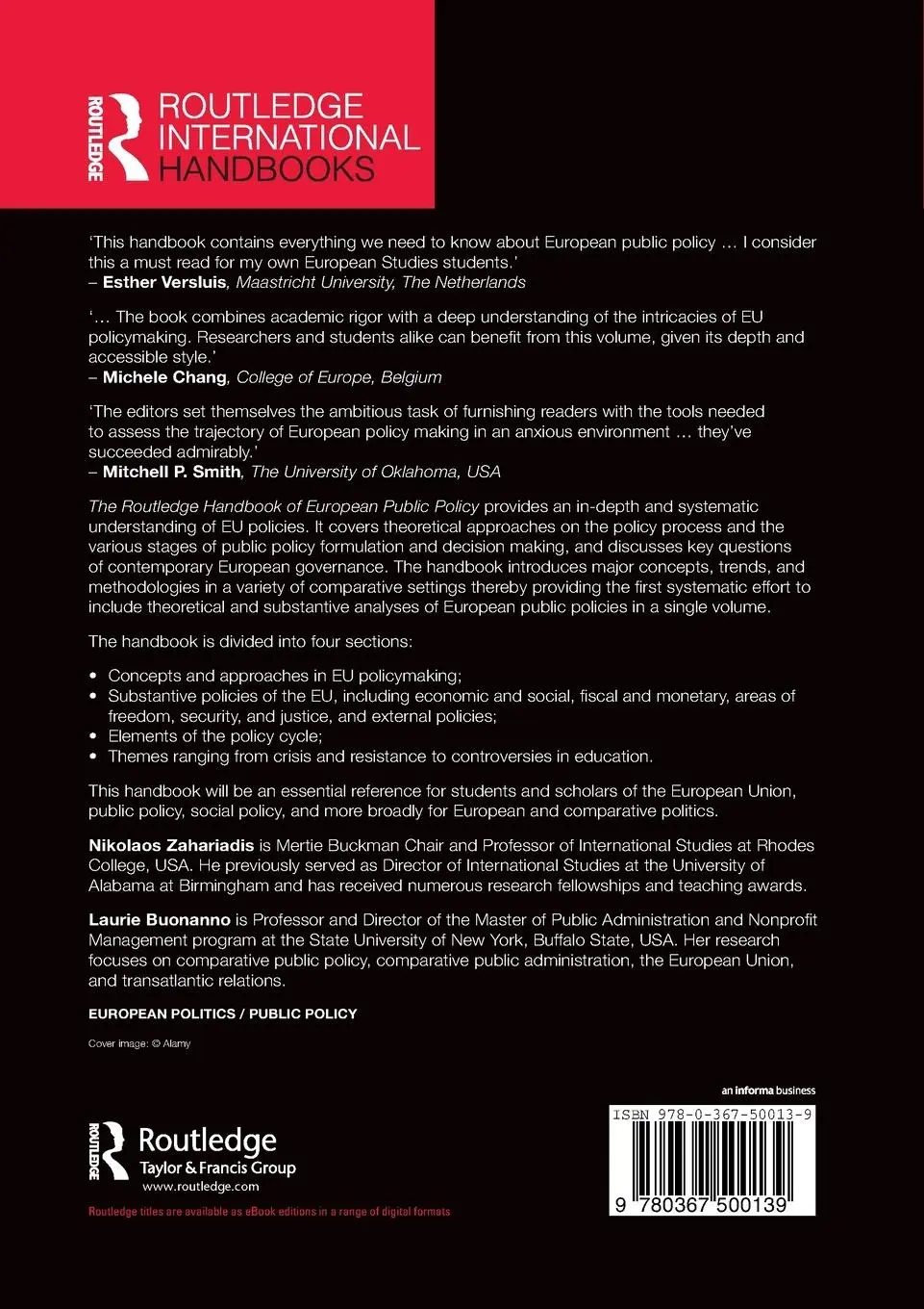 Rückseite: 9780367500139 | The Routledge Handbook of European Public Policy | Zahariadis (u. a.)