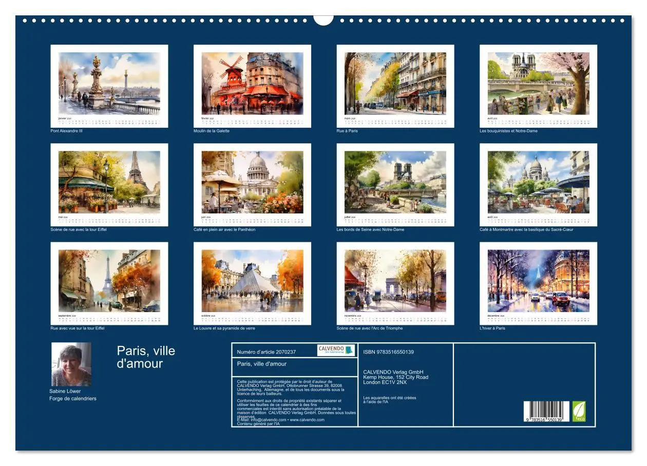 Bild: 9783516550139 | Paris, ville d'amour (Calendrier mural 2026 DIN A2 vertical),...