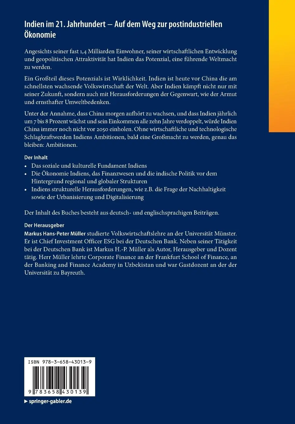 Rückseite: 9783658430139 | Indien im 21. Jahrhundert ¿ Auf dem Weg zur postindustriellen Ökonomie