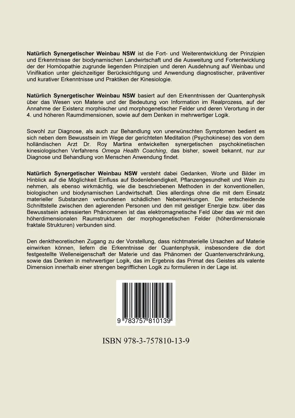 Rückseite: 9783757810139 | Natürlich Synergetischer Weinbau | Horst Hummel | Taschenbuch | 176 S.