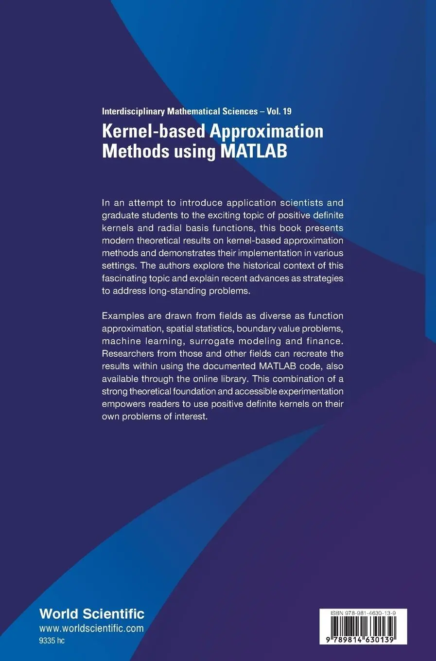 Rückseite: 9789814630139 | KERNEL-BASED APPROXIMATION METHODS USING MATLAB | Mccourt | Buch
