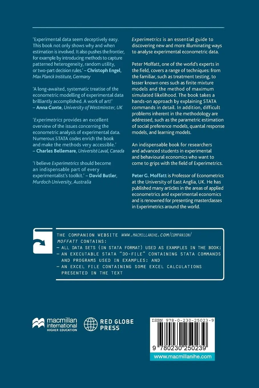 Rückseite: 9780230250239 | Experimetrics | Econometrics for Experimental Economics | Moffatt