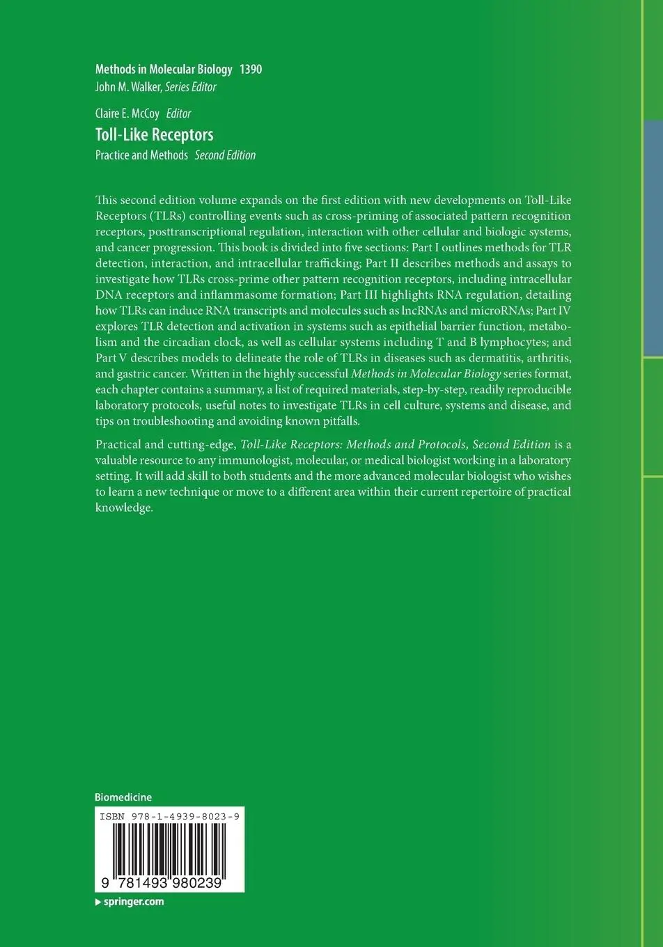 Rückseite: 9781493980239 | Toll-Like Receptors | Practice and Methods | Claire McCoy | Buch | xiv