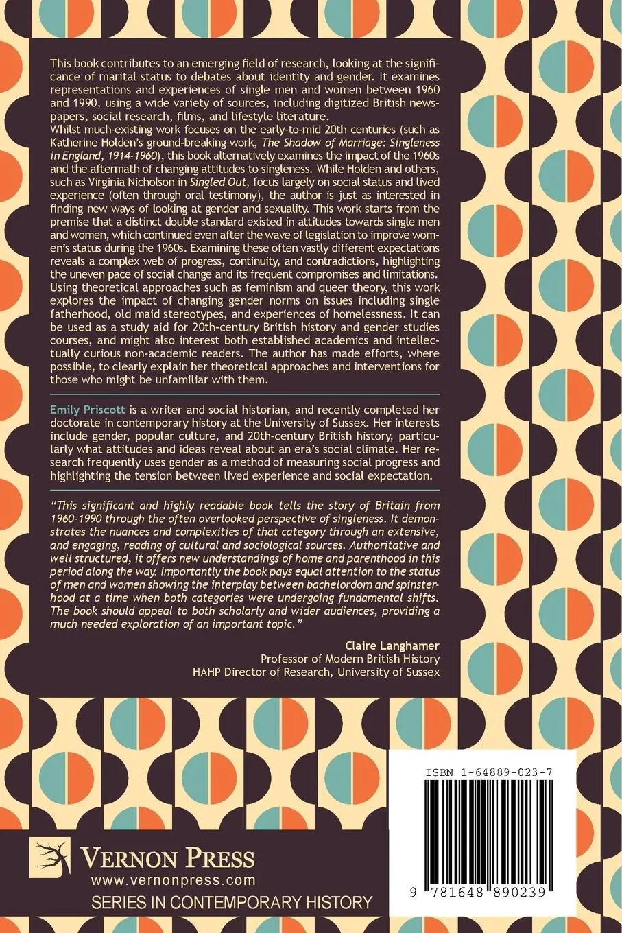 Rückseite: 9781648890239 | Singleness in Britain, 1960-1990 | Identity, Gender and Social Change
