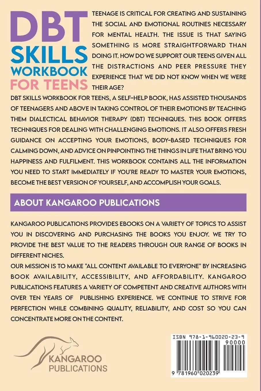 Rückseite: 9781960020239 | DBT Skills Workbook for Teens | Kangaroo Publications | Taschenbuch