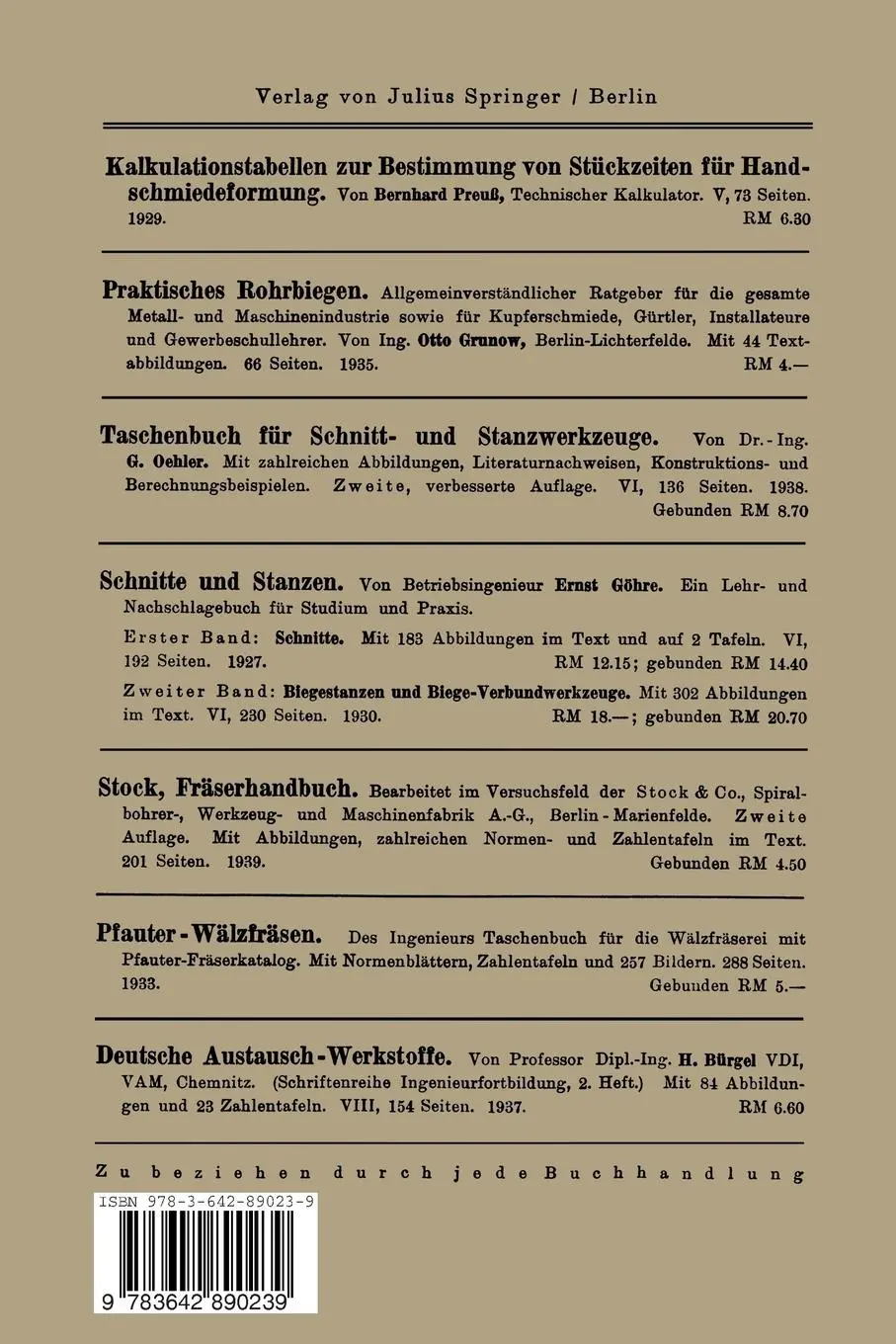 Rückseite: 9783642890239 | Hydraulische Preßanlagen für die Kunstharzverarbeitung | H. Lindner