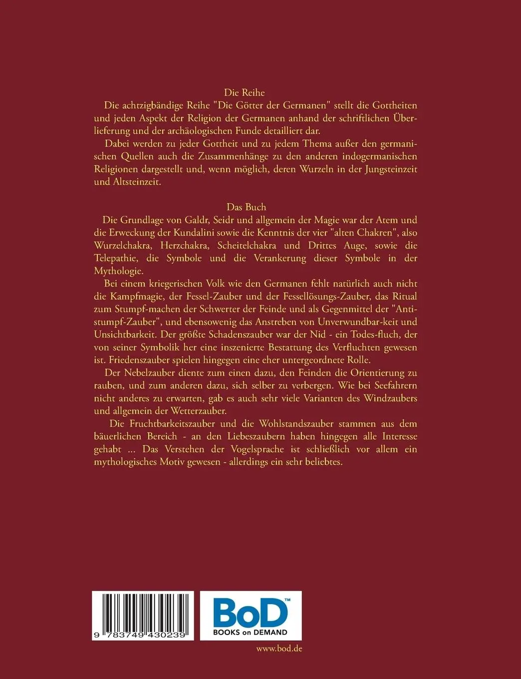Rückseite: 9783749430239 | Magie und Ritual I - Magie | Die Götter der Germanen - Band 64a | Buch