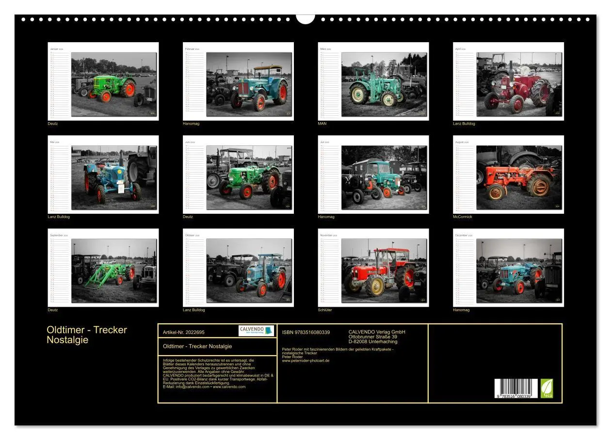 Bild: 9783516080339 | Oldtimer - Trecker Nostalgie (Wandkalender 2026 DIN A2 quer),...