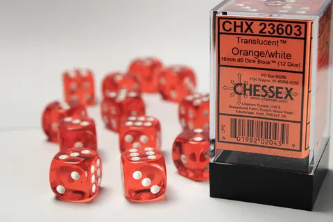 Cover: 601982020439 | Translucent 16mm d6 Orange/white Dice Block™ (12 dice) | deutsch
