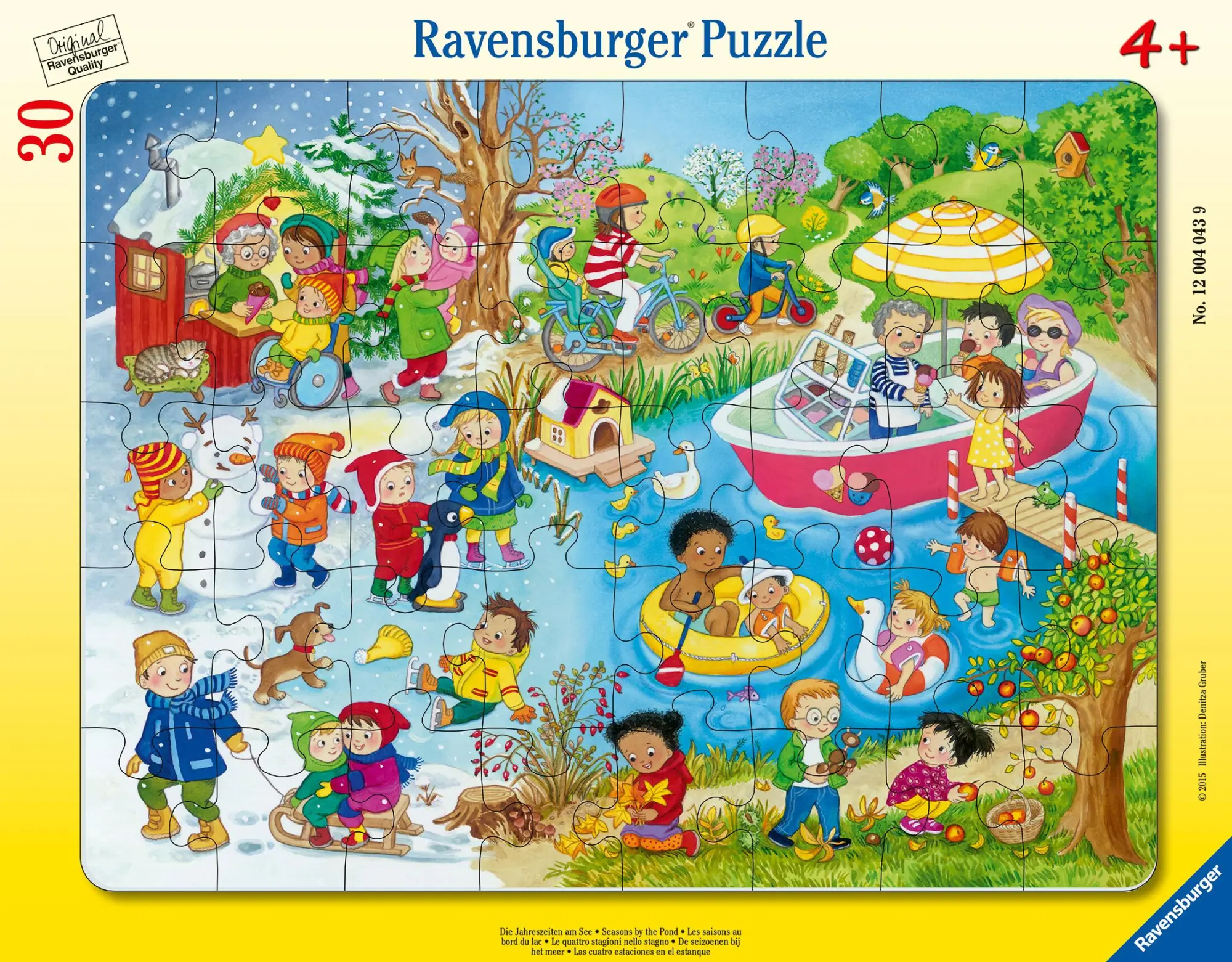 Cover: 4005555040439 | Kinderpuzzle 40 Teile - Die Jahreszeiten am See | Spiel | Rahmenpuzzle
